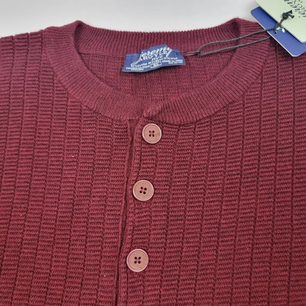 NWT Jeremy Argyle NYC wool blend heavy fair labor burgundy‎ henley B22
